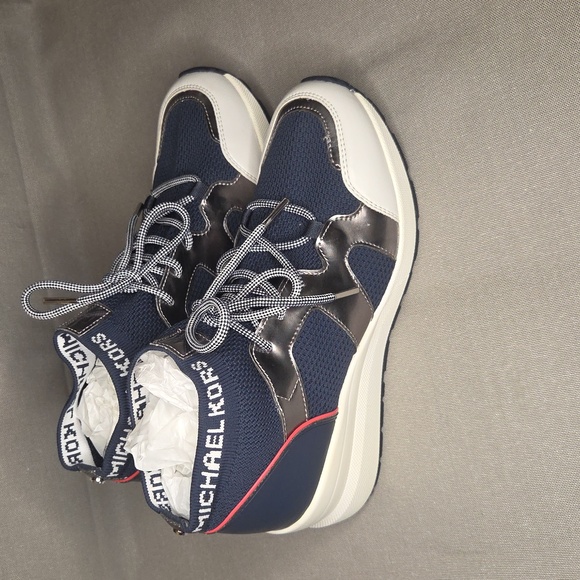 Michael Kors Shoes - NWOT Michael Kors Hilda Knit & Leather Sock Wedge Heel Lace Up Trainers Sneakers